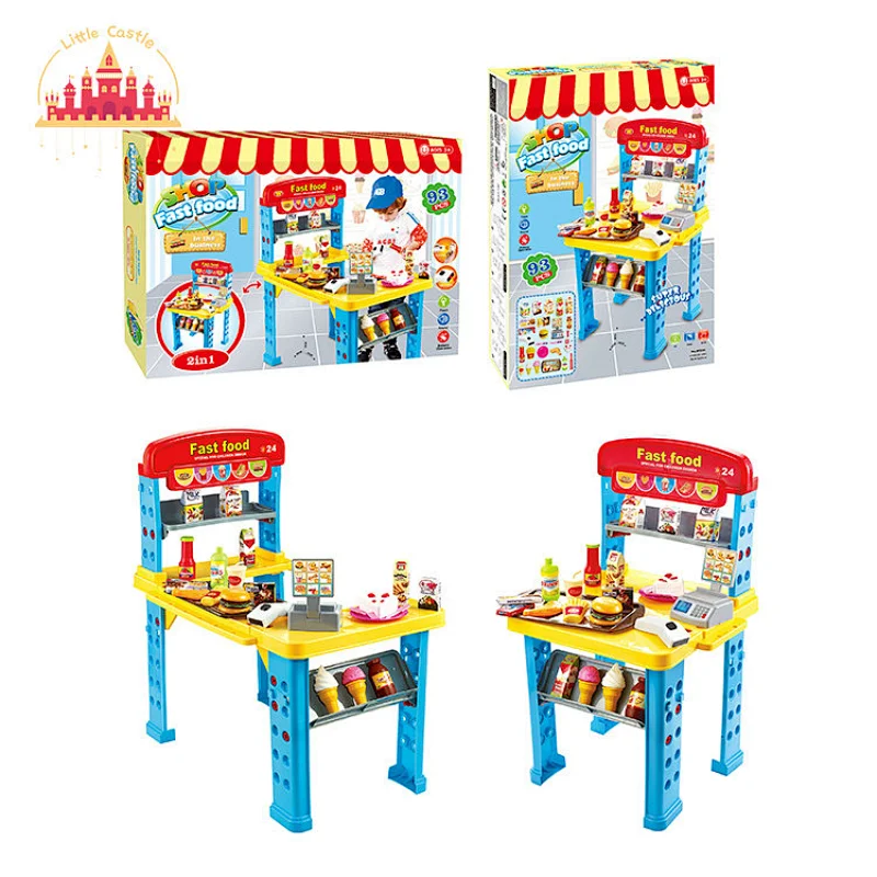 Hot Kids Educational Play Shop Set Toys Plastic Fast Food Table With Light SL10D937