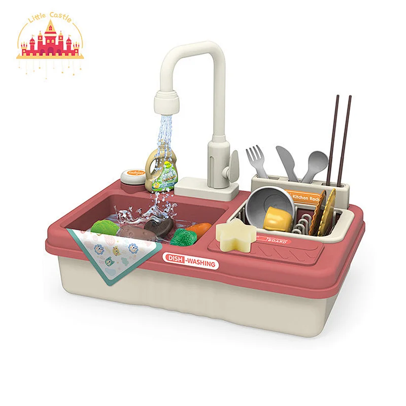 New Design Kitchen Pretend Play 23 Pcs Electric Plastic Dishwasher Toy For Kids SL10D804