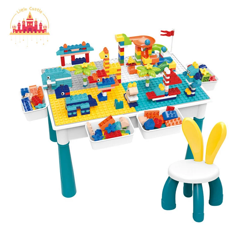 Customize Kids Early Educational DIY Plastic Building Block Table With Chair SL13A511