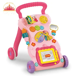 Hot Selling Baby Early Educational Plastic Musical Walker With Drawing Board SL16E013
