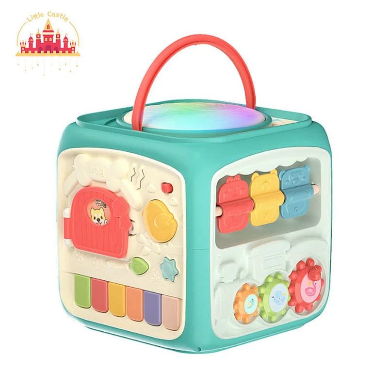Multifunction Kids Educational Hand Beat Drum Plastic Activity Cube With Light SL12D005