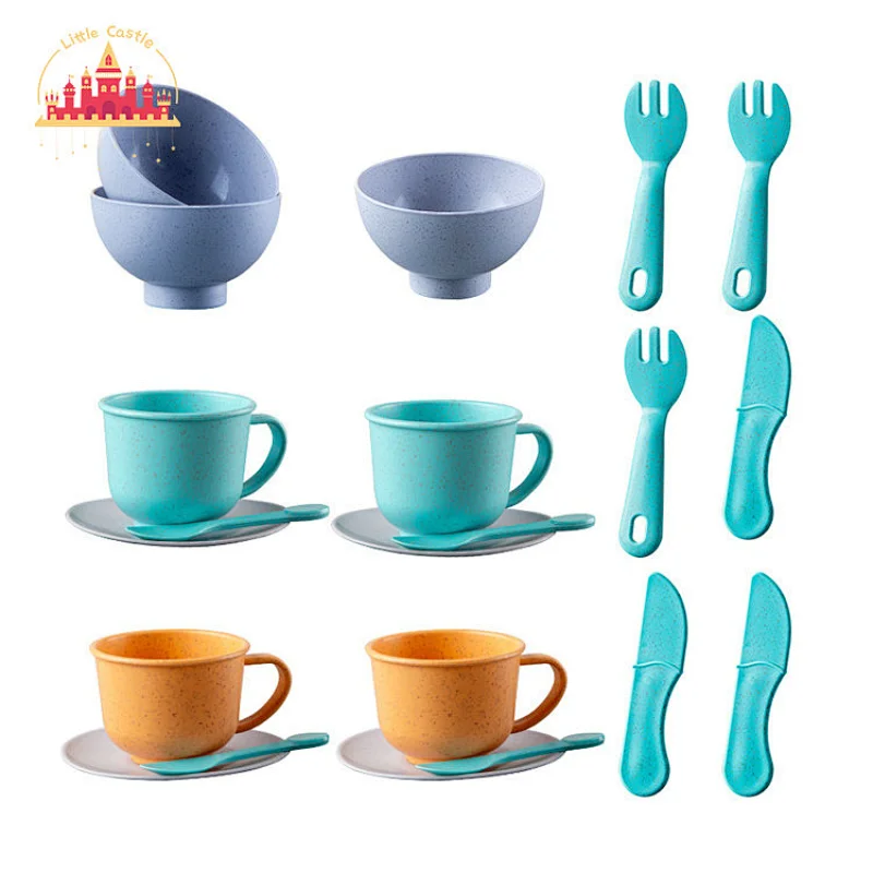 New Arrival Pretend Play 24 Pcs Degradable Straw Tableware Set For Kids SL10D777
