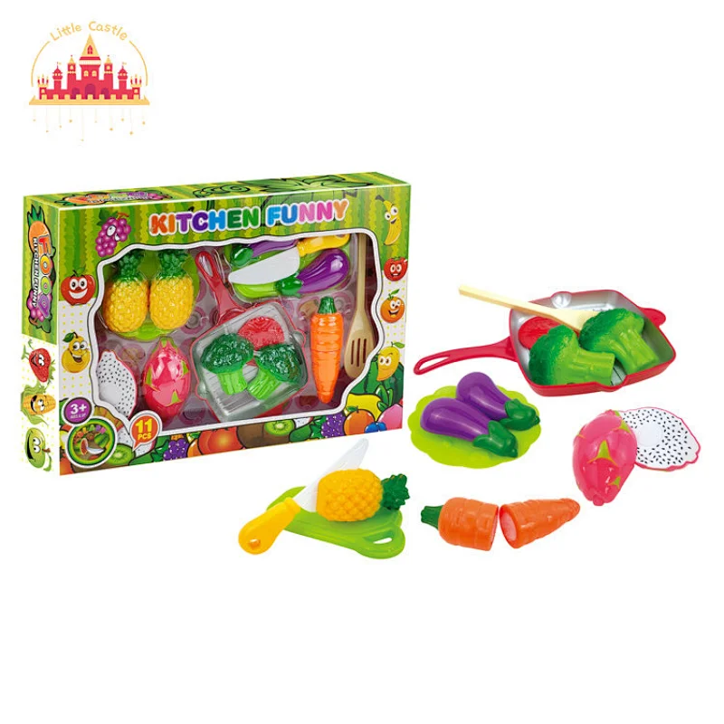 Customize Kids Play Food Set Plastic Cutting Vegetable Toy In Wooden Box SL10B071
