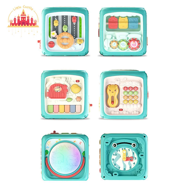 Multifunction Kids Educational Hand Beat Drum Plastic Activity Cube With Light SL12D005
