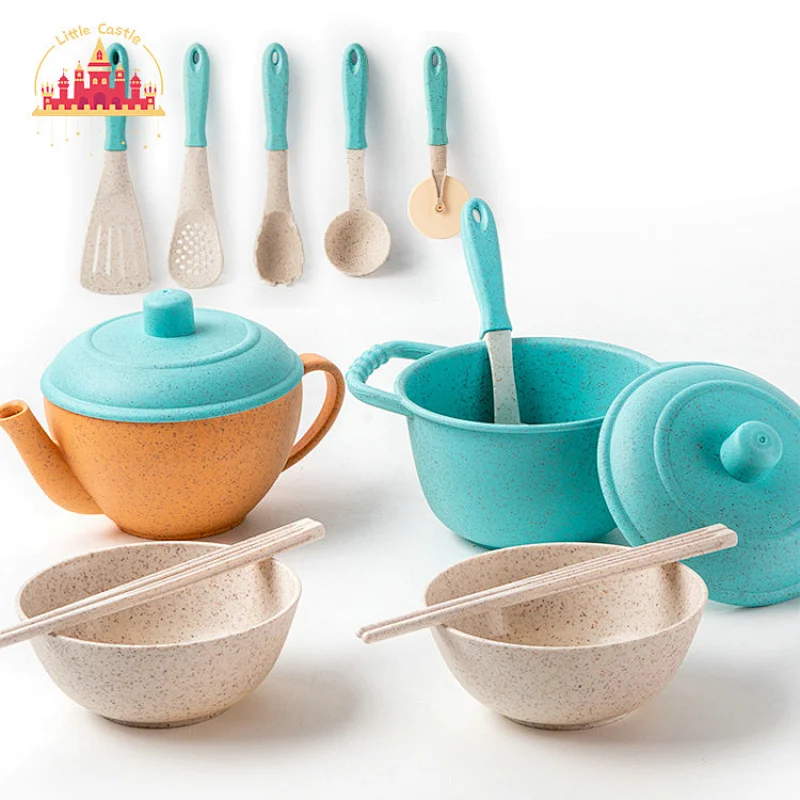 New Design 16 Pcs Degradable Wheat Straw Kids Simulation Cooking Set Toy SL10D782