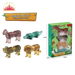 Hot Sale 12 Pcs Magnetic Blocks Set DIY Plastic Lighting Animal Toys For Kids SL13E146