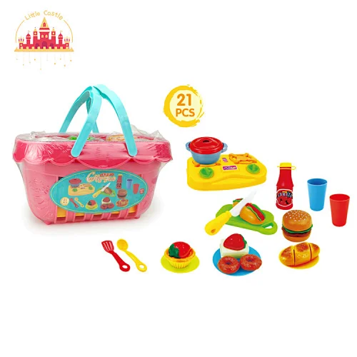 21 Pcs Pretend Play Food Set Plastic Picnic Basket Toy For Kids SL10B043