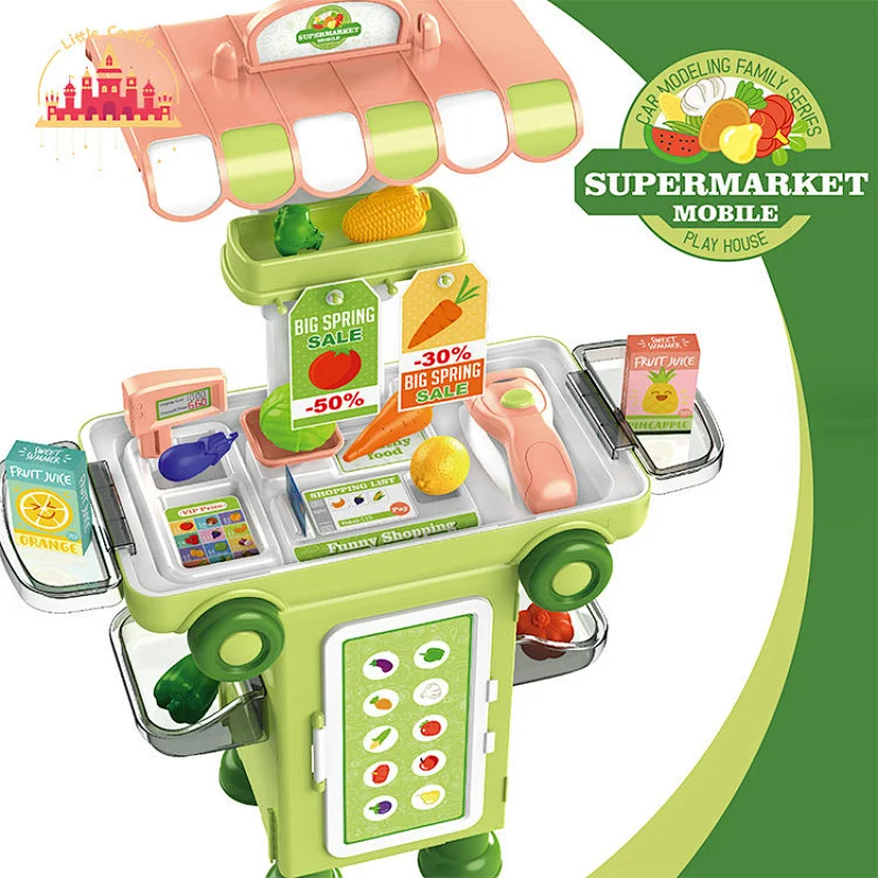 Multifunctional Cooking Play Set Foldable Plastic Kitchen Trolley Toy For Kids SL10G269