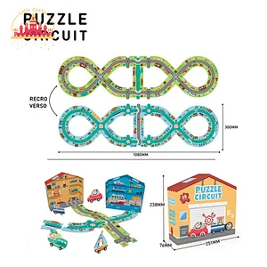 Wholesale Educational Rail Car Toy DIY 38 Pcs Cardboard Track Puzzle For Kids SL20B008