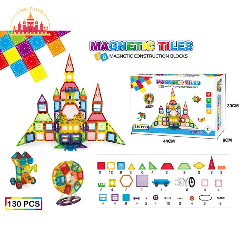 Creative DIY Construction Kit 130 Pcs Plastic Magnetic Building Blocks For Kids SL13E118
