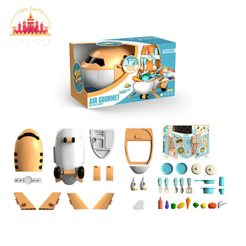 Popular Kitchen Set Toy 2 In 1 Airplane Shape Plastic Cooking Table For Kids SL10G303