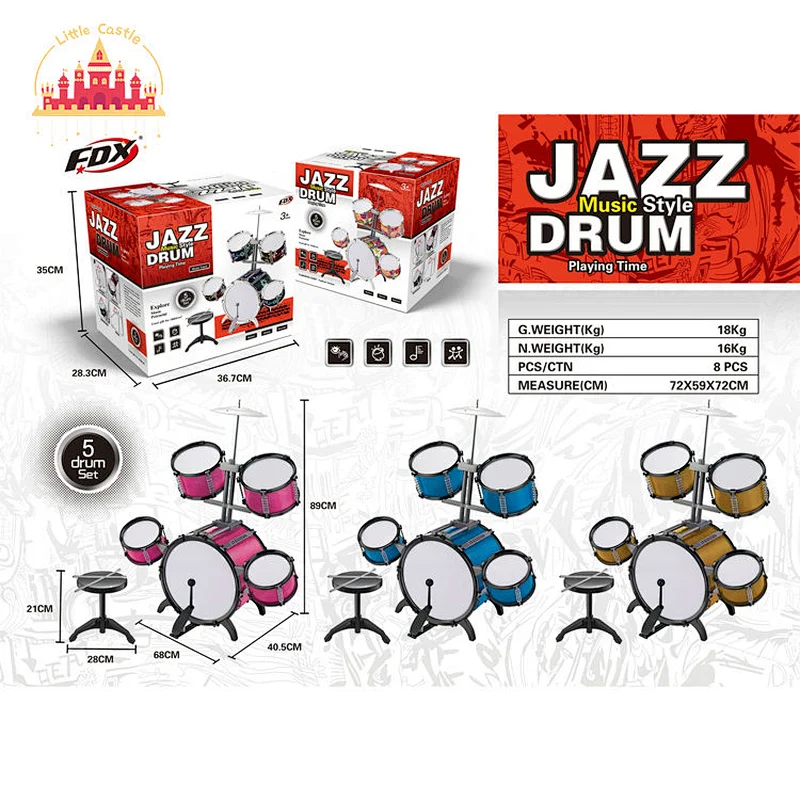 New Design Kids Musical Instrument Toy Plastic 5 Pieces Jazz Drum Set SL07A040