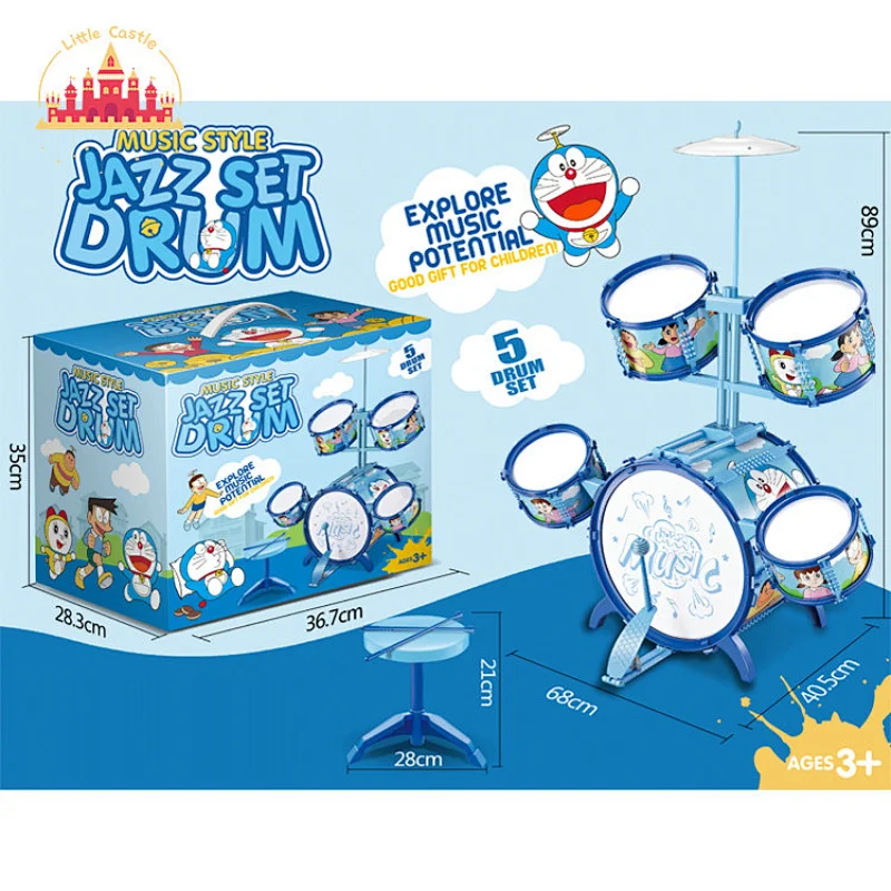 High Quality Musical Plastic 3 Pieces Cartoon Jazz Drum Set For Kids SL07A035