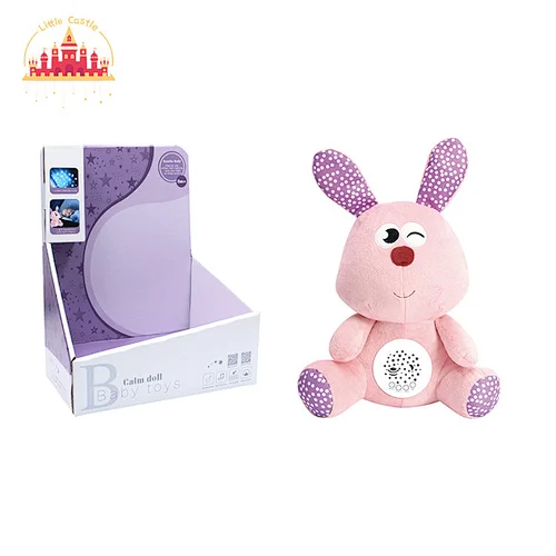 Lovely Pink Rabbit Soother Doll Musical Night Light Plush Toy With Projecter SL21E024