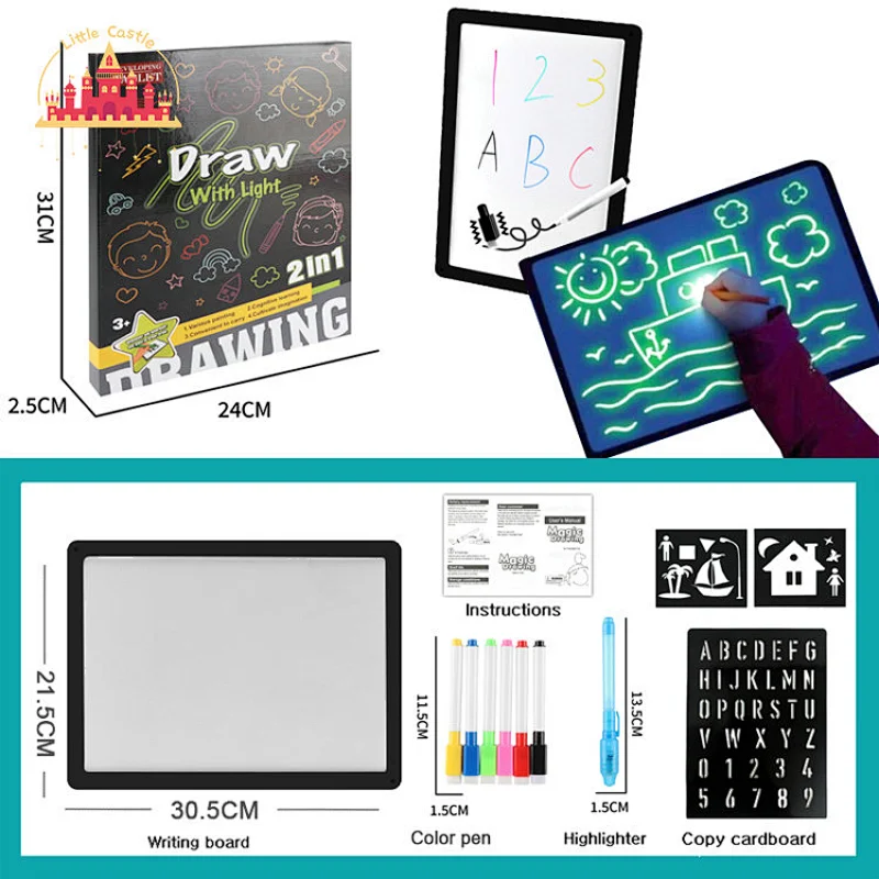 A5 Size Magic Luminous Drawing Board Kids Educational Painting Set Toy SL12B011