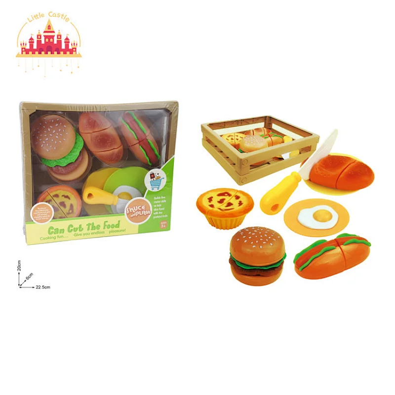 Customize Kids Play Food Set Plastic Cutting Vegetable Toy In Wooden Box SL10B071