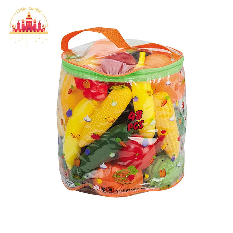 Popular Kitchen Set Pretend Play 20Pcs Plastic Fruit Vegetable Toys With Basket SL10D608