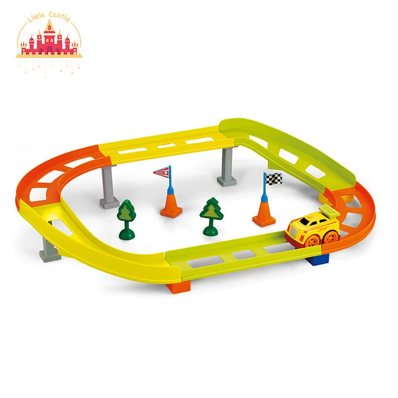 Kids 19 Pcs Track Set Plastic Electric Rail Car Slot Toy With Mini Cars SL04C018