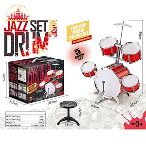Kids Educational Musical Instrument Plastic Faux Metallic Jazz Drum Set SL07A033