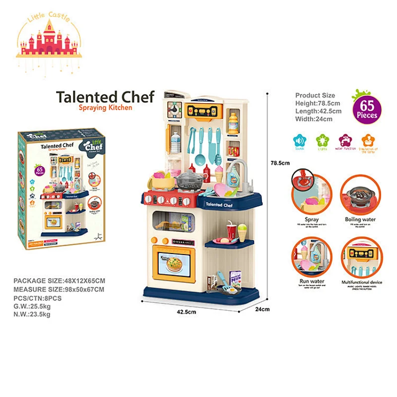 Customize 65 Pcs Kitchen Play Set Plastic Spraying Cooking Table For Kids SL10C350