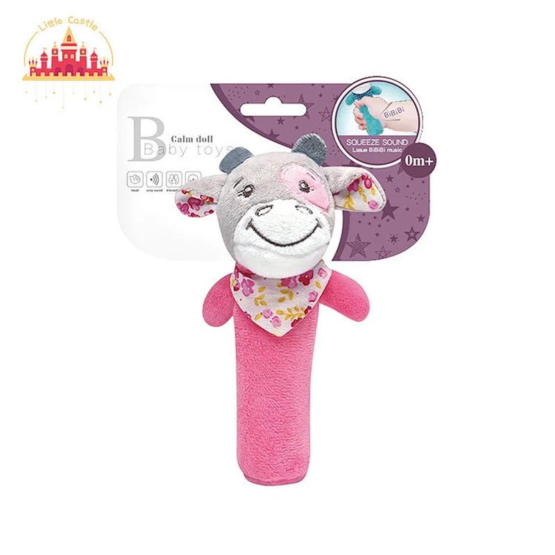 Hot Selling Soft Plush Stuffed Handbell Soothing Cow BIBI Stick For Baby SL21E042