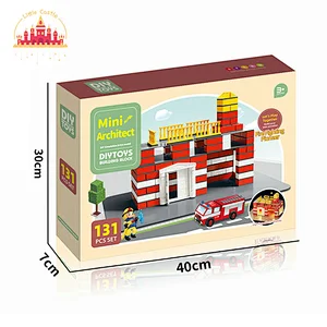 Creative DIY Cement Building Toy Kids Plastic Fire Station Model With Light SL13A563