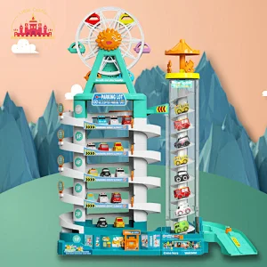 Hot Sale Kids Educational Assembly 5 Floors Plastic Paking Lot Toy With Cars SL04B023