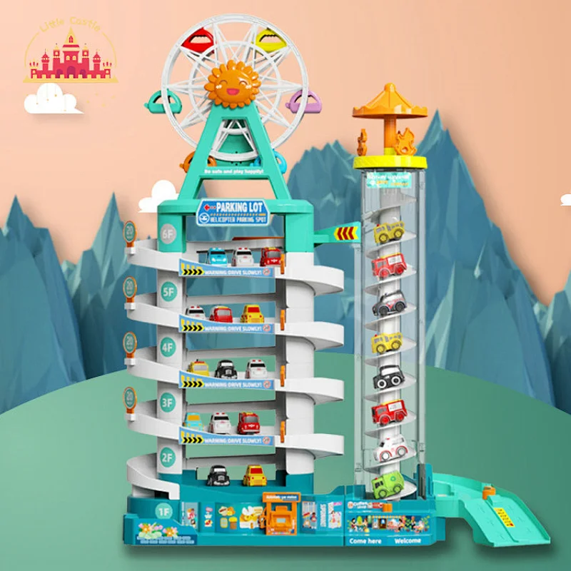 Hot Sale Kids Educational Assembly 5 Floors Plastic Paking Lot Toy With Cars SL04B023
