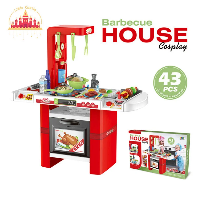 43 Pcs Kitchen Set Toy Real Water Spray Barbecue Cooking Table With Sound Light SL10C024