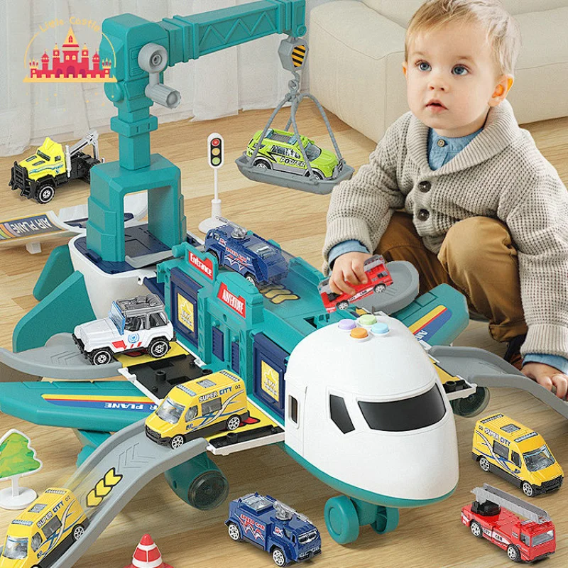 Popular Kids Deformation Model Plastic Airplane Garage Toy With Light Sound SL04B028
