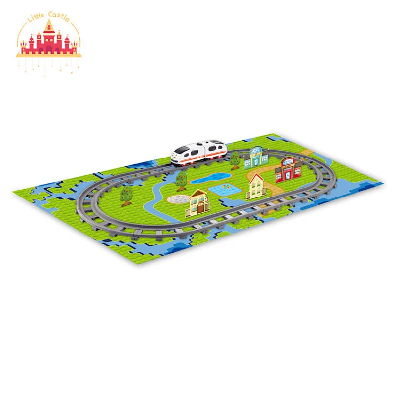 Kids 19 Pcs Track Set Plastic Electric Rail Car Slot Toy With Mini Cars SL04C018