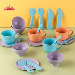 New Arrival Pretend Play 24 Pcs Degradable Straw Tableware Set For Kids SL10D777