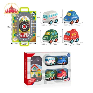 Funny Kids Vehicle Game 6 Pcs Soft Cloth Pull Back Car Toys With Storage Bag SL04A484