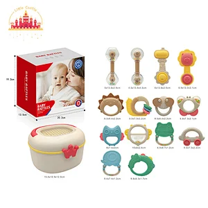 14 Pcs Hand Bell Set Cute Plastic Baby Teether Rattle Toy With Drain Basket SL21A013