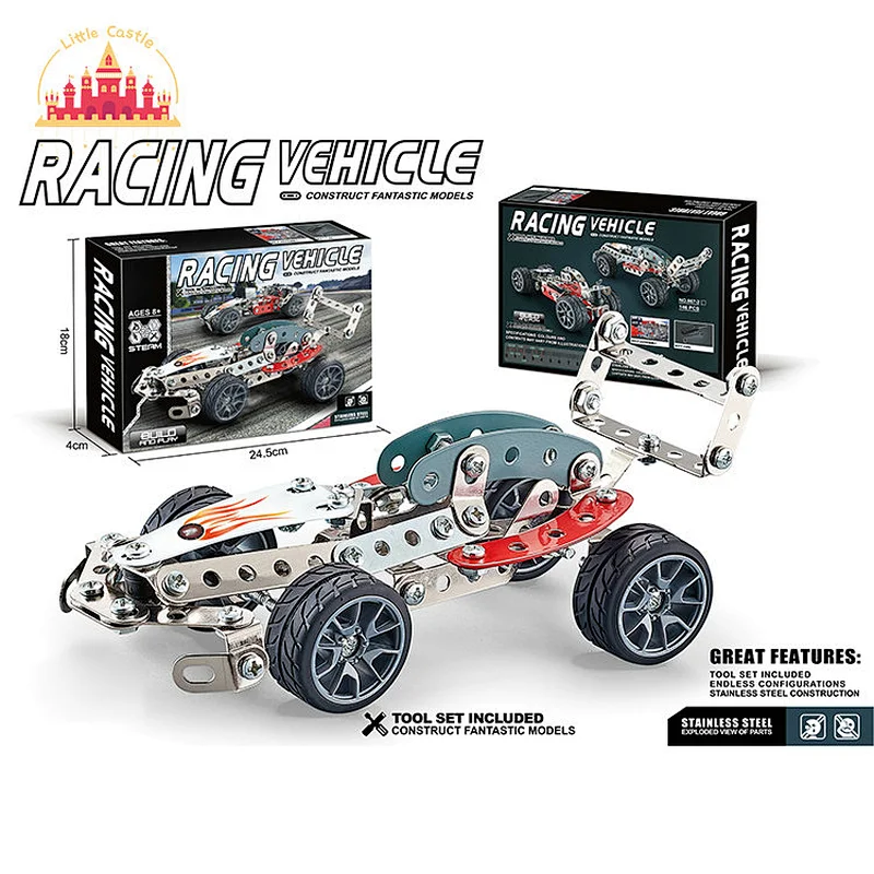 Popular Educational DIY 152 Pcs Metal Racing Car Building Block Toy For Kids SL03E040