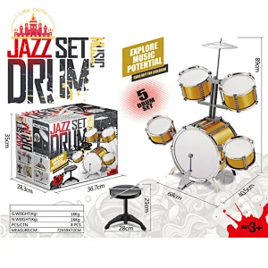Kids Educational Musical Instrument Plastic Faux Metallic Jazz Drum Set SL07A033