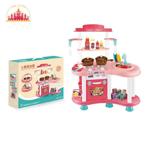 Hot Sale Chef Pretend Role Play 38 Pcs Plastic Kitchen Table Set For Kids SL10C039