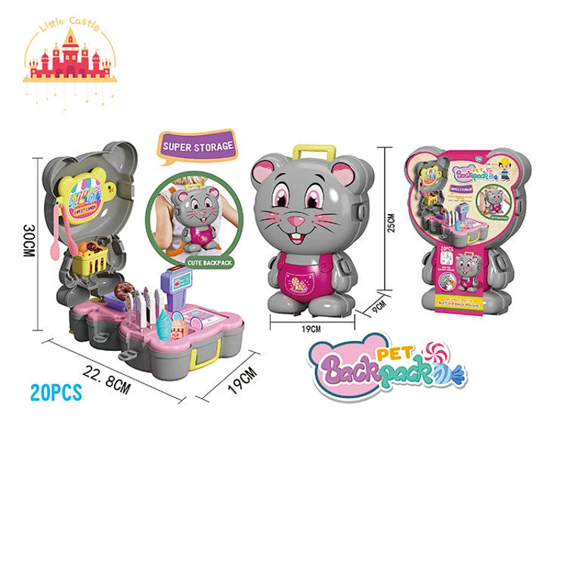 Cartoon Mouse Backpack Play House 20 Pcs Plastic Candy Shop Play Set For Kids SL10G435