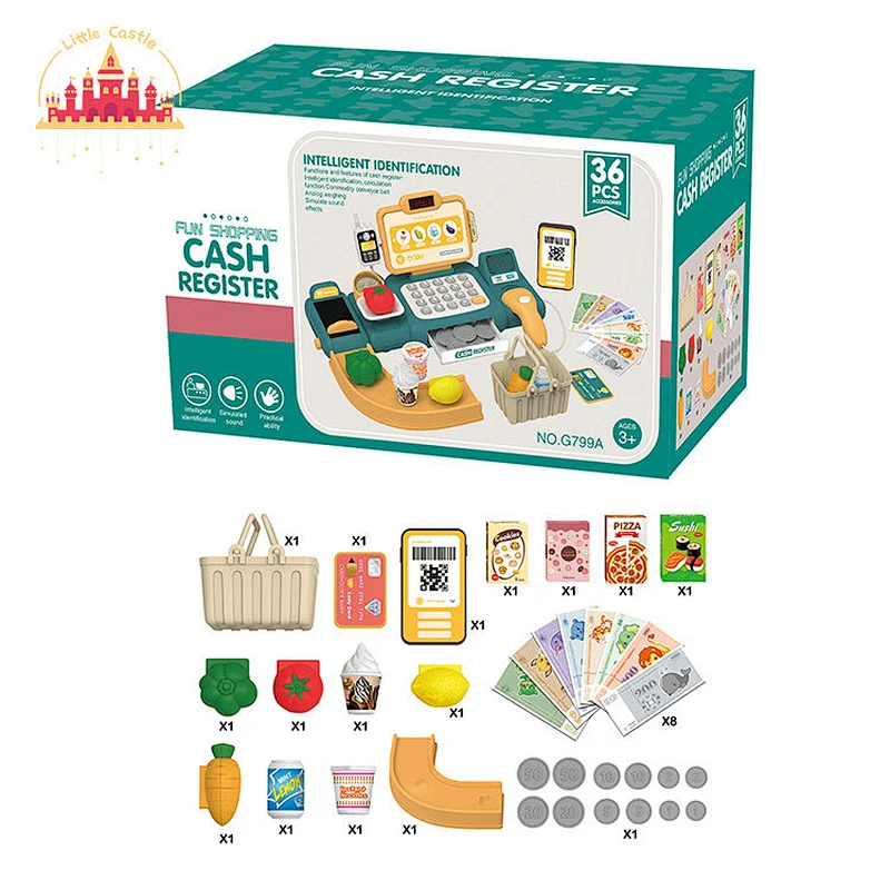 Popular Simulation Kids Plastic Cash Register Set Toy With Conveyor Belt SL10D796