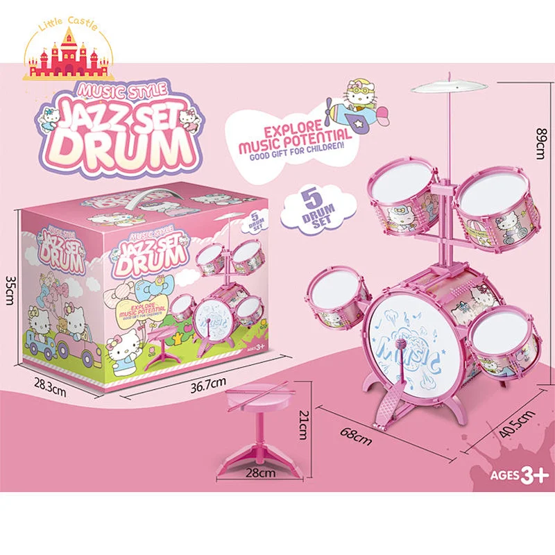 High Quality Musical Plastic 3 Pieces Cartoon Jazz Drum Set For Kids SL07A035