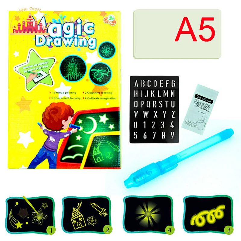 A5 Size Magic Luminous Drawing Board Kids Educational Painting Set Toy SL12B011