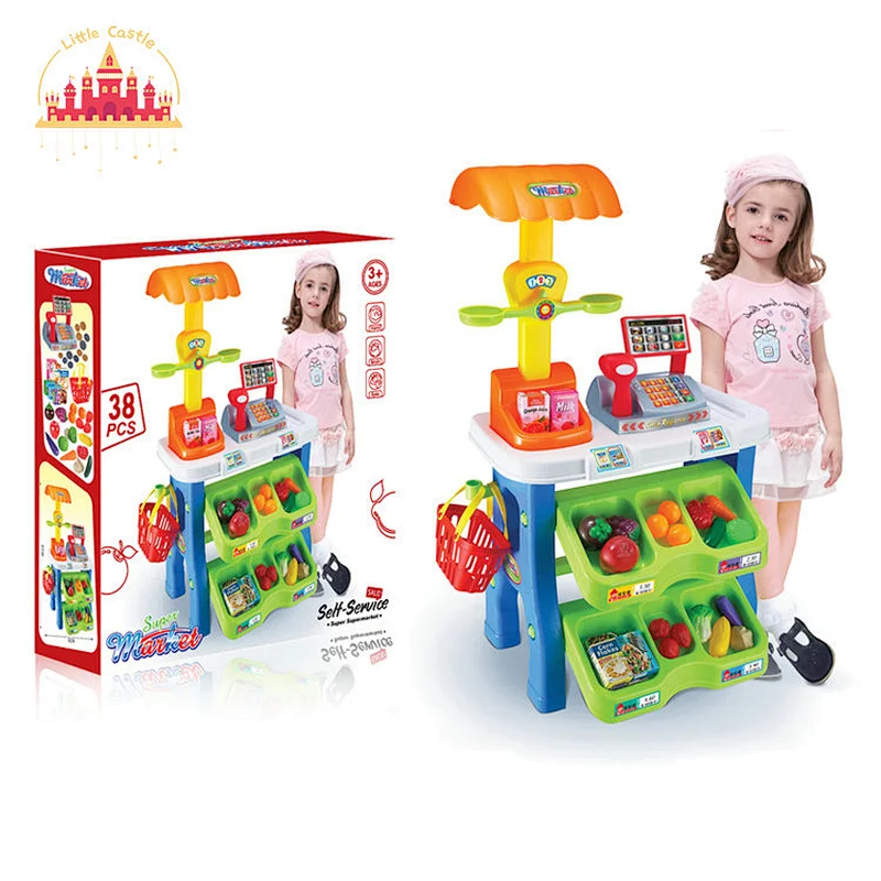 Interesting Shopping Pretend Play Kids Plastic Supermaket Cart Set Toy SL10D646