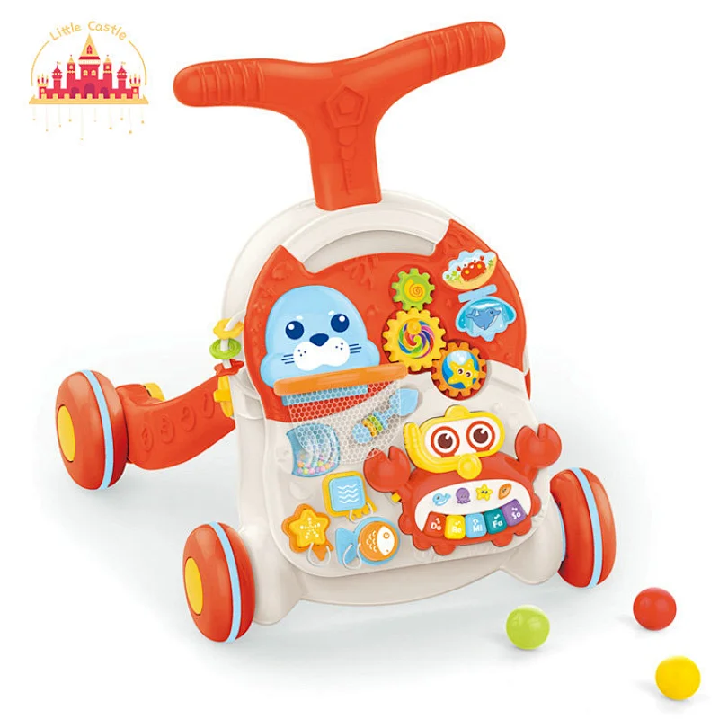 Hot Selling Baby Early Educational Plastic Musical Walker With Drawing Board SL16E013