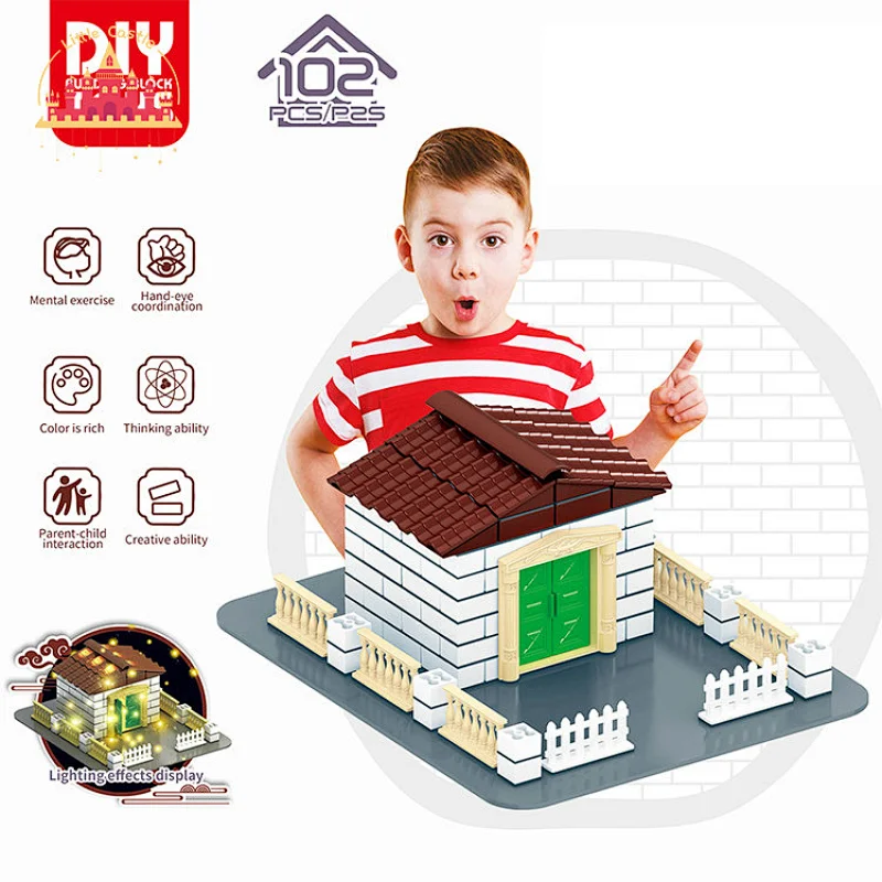 102 Pcs DIY House Model Blocks Set Plastic Cement Construction Toy For Kids SL13A559
