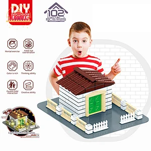 Popular Kids Cement Construction Set DIY Plastic Villa Model With Light SL13A550