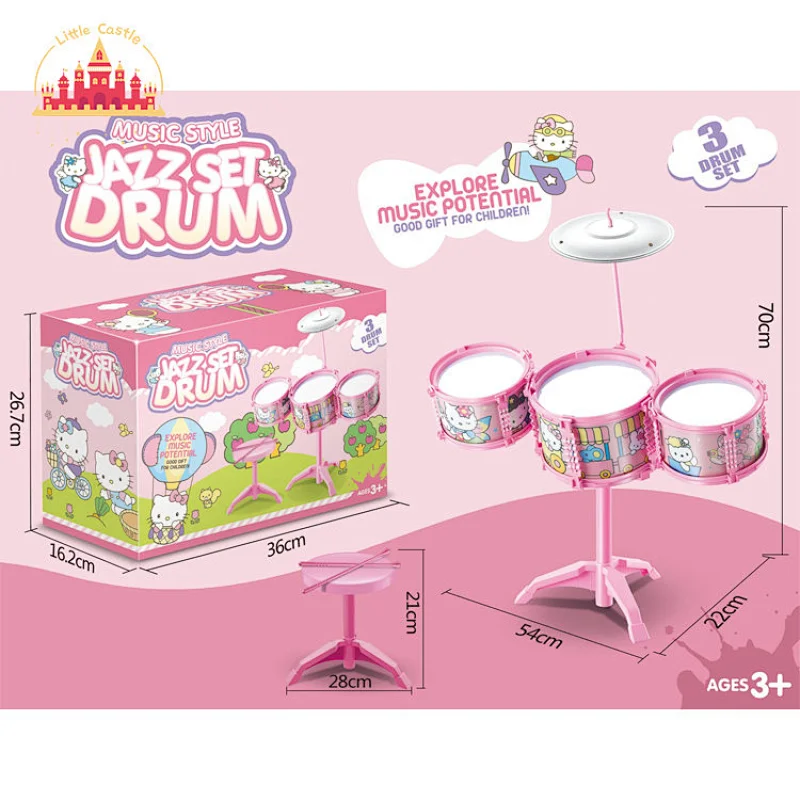 High Quality Musical Plastic 3 Pieces Cartoon Jazz Drum Set For Kids SL07A035
