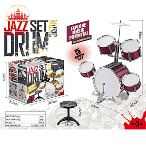 Kids Educational Musical Instrument Plastic Faux Metallic Jazz Drum Set SL07A033
