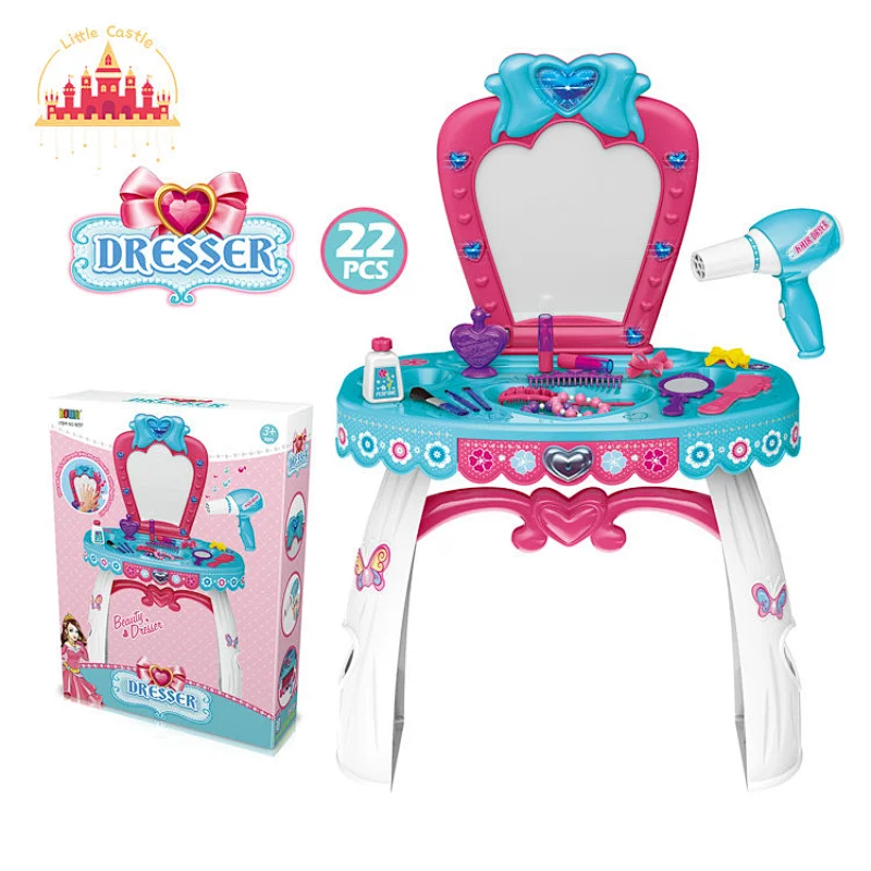 Hot Sale Kids Pretend Play 22Pcs Plastic Make Up Table With Accessories SL08H003