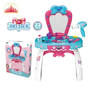 Beauty Pretend Play 23 Pcs Plastic Kids Deluxe Dressing Table With Chair SL08H004