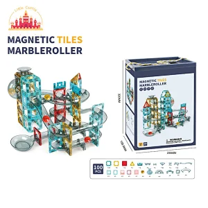 Popular DIY 100 Pcs Magnetic Plastic Marble Run Building Blocks For Kids SL13E124